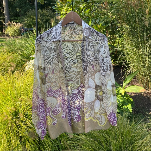 Elie Tahari Tops - Elie Tahari Brown and Cream Swirl Pattern Blouse